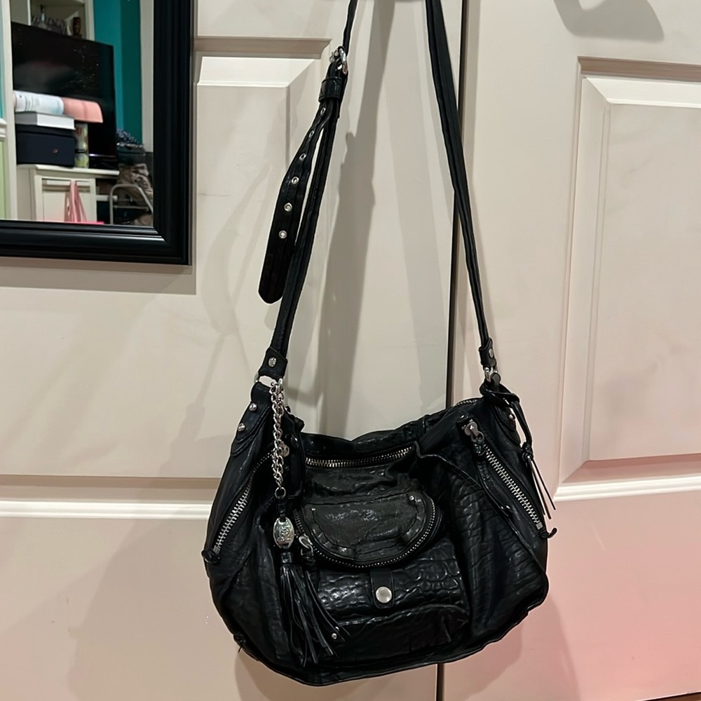 Olivia Harris black genuine soft leather shoulder bag